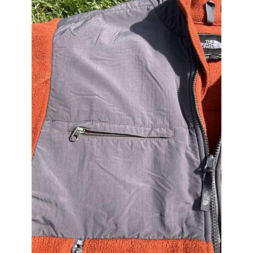 Retro The North Face Denali Full Zip Heavy Fleece Jacket Orange Grey Men's Small - Picture 12 of 16